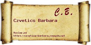 Czvetics Barbara névjegykártya